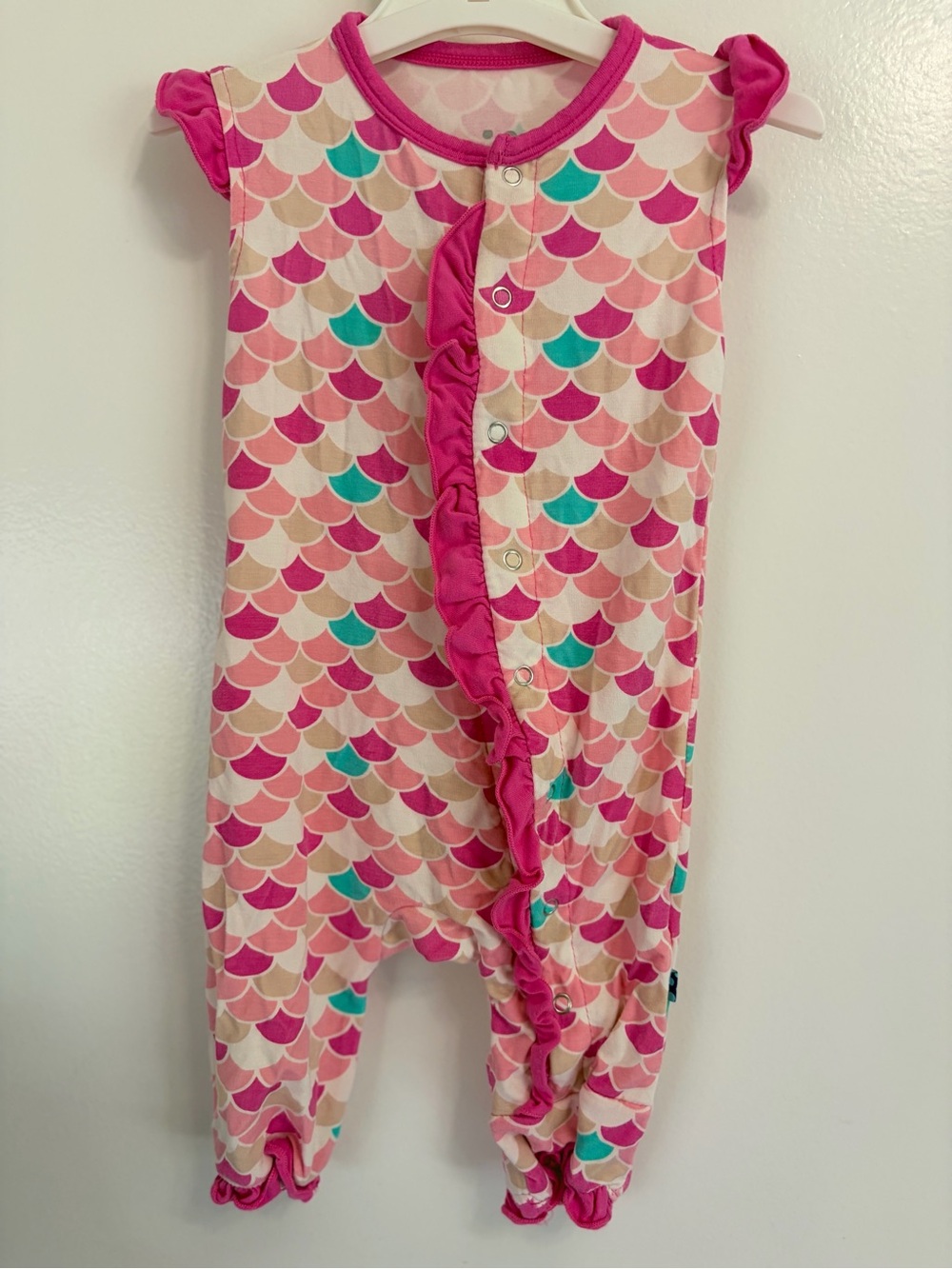 Kickee Pants Pink Scallop Ruffle One-Piece Bodysuit